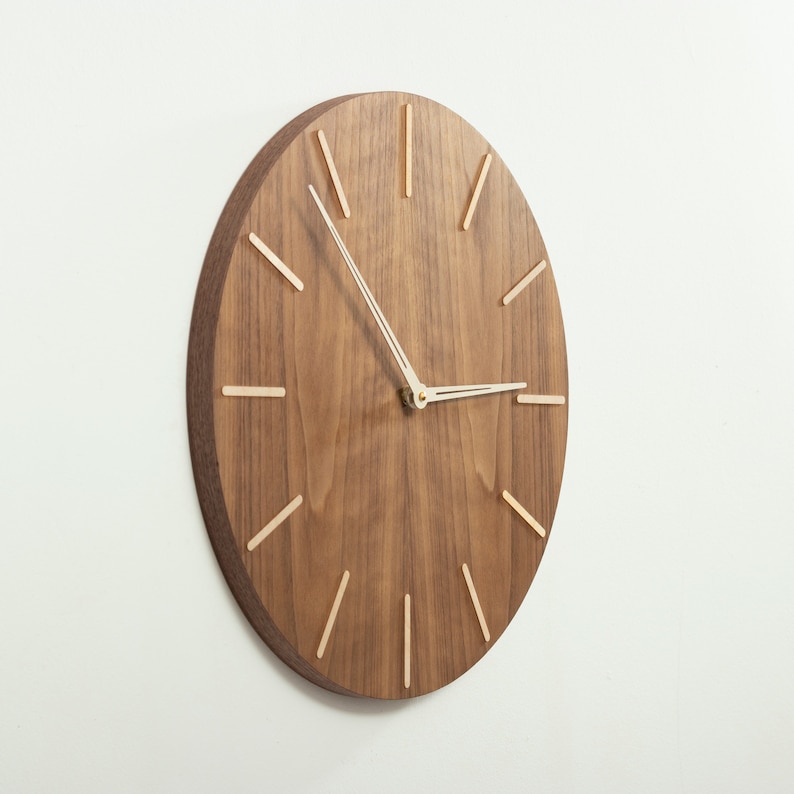 Mid century wall clock wood large wall clock diameter up to 20 inches, wooden clock face Woolights image 2