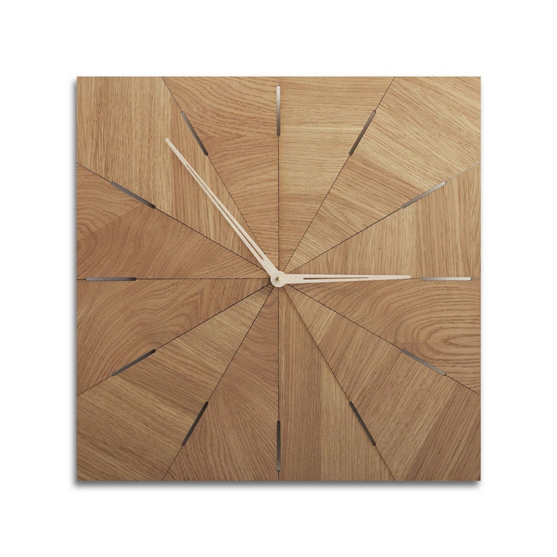 Wood clock square wall clock of modern design unique wall Etsy