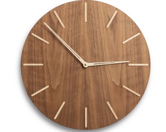 Mid century wall clock wood large wall clock diameter up to 20 inches, wooden clock face | Woolights