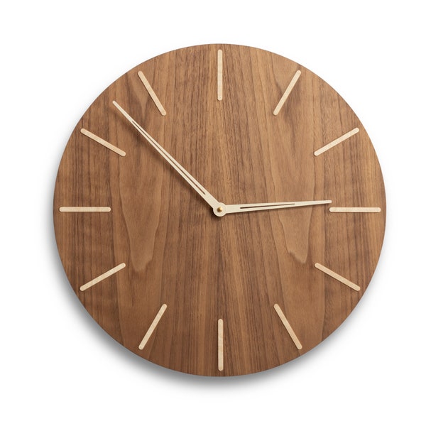 Reloj de pared de mediados de siglo madera reloj de pared grande diámetro de hasta 20 pulgadas, esfera de reloj de madera / Woolights