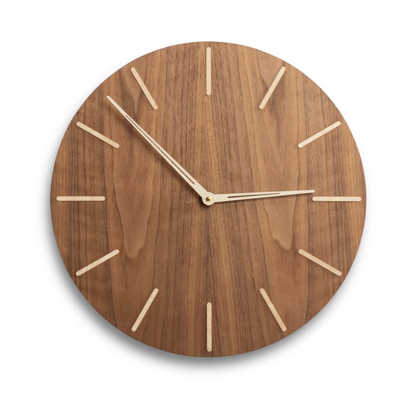 Mid century wall clock wood large wall clock diameter up to 20 inches, wooden clock face Woolights image 1