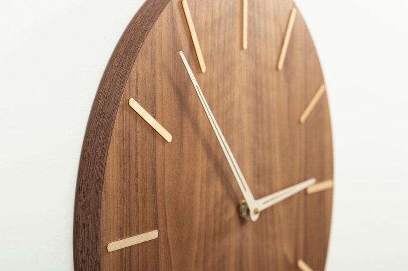 Mid century wall clock wood large wall clock diameter up to 20 inches, wooden clock face Woolights image 3