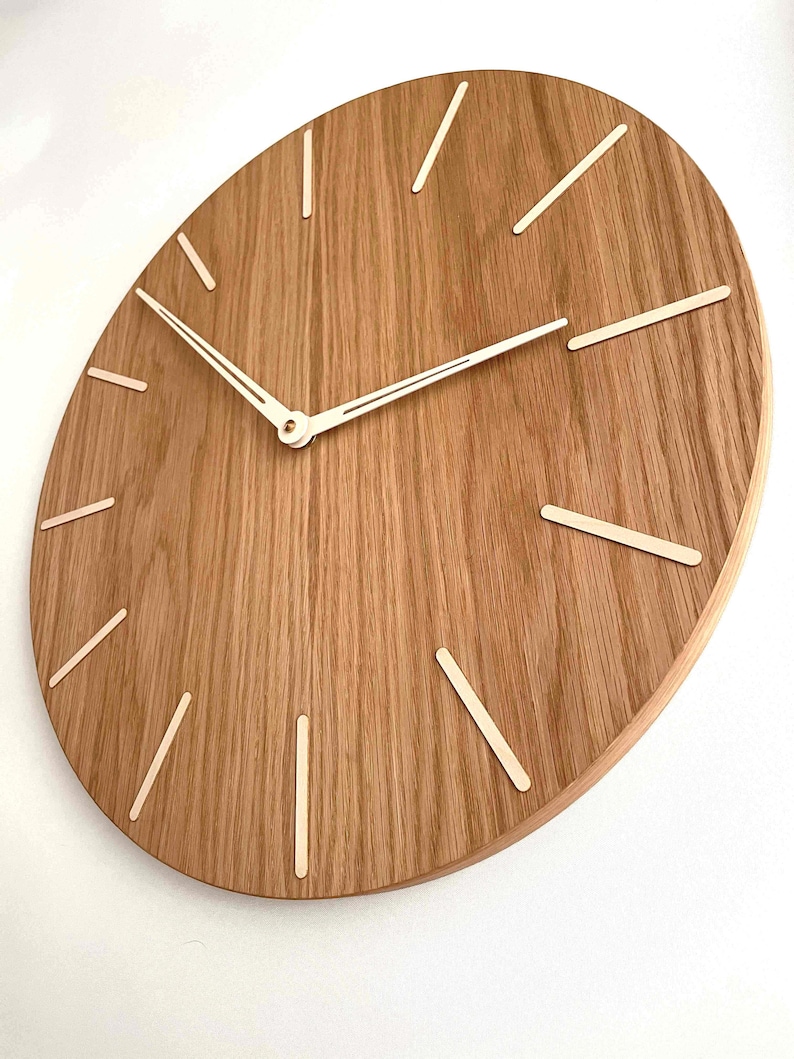 Large Wooden Wall Clock Oak Wood Wall Clock Mid Century Etsy