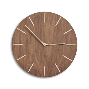 Mid century style wood wall clock | modern silent clock • american walnut wood clock face • beautiful wooden mcm wall clock