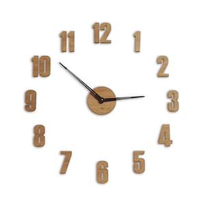 Oversized wall clock | large wall clock, big oak clock diameter 29,5 inches | silent wood clock