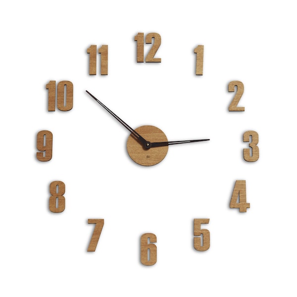 Horloge murale surdimensionnée | grande horloge murale, grande horloge en chêne diamètre 60 cm | horloge en bois silencieuse