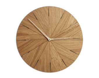 Large wall clock wood, modern clock for wall, unique wooden wall clock, original clock for living room, bedroom and office