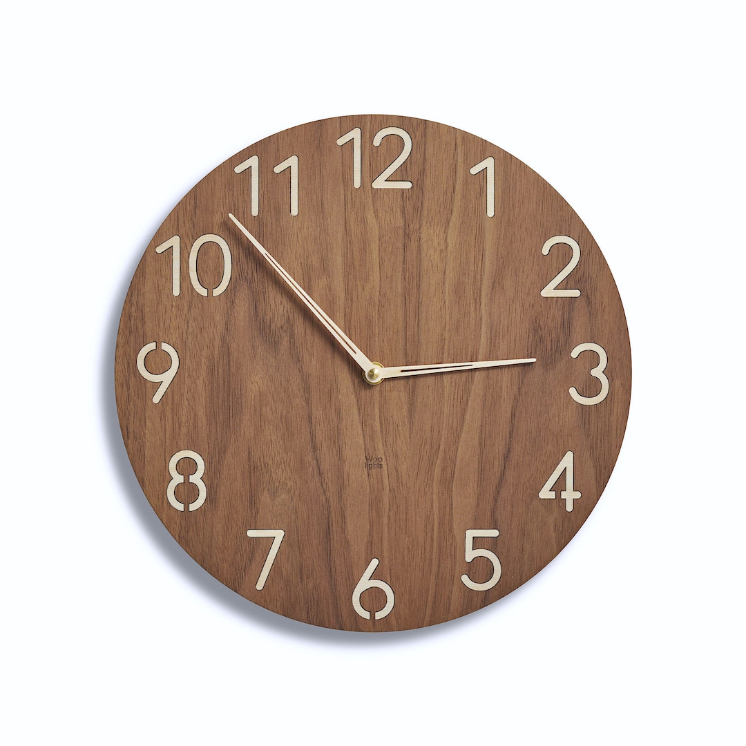 Modern Wood Wall Clock Contemporary Wooden Clock American Walnut Clock