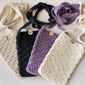 Cell Phone Bag 10.5 cm x 15.0cm (4.13&quot; x 5.9&quot;) , Phone Pouch, Cotton Phone Bag, Phone Holder, Crochet Phone bag, Cross Body Phone Purse