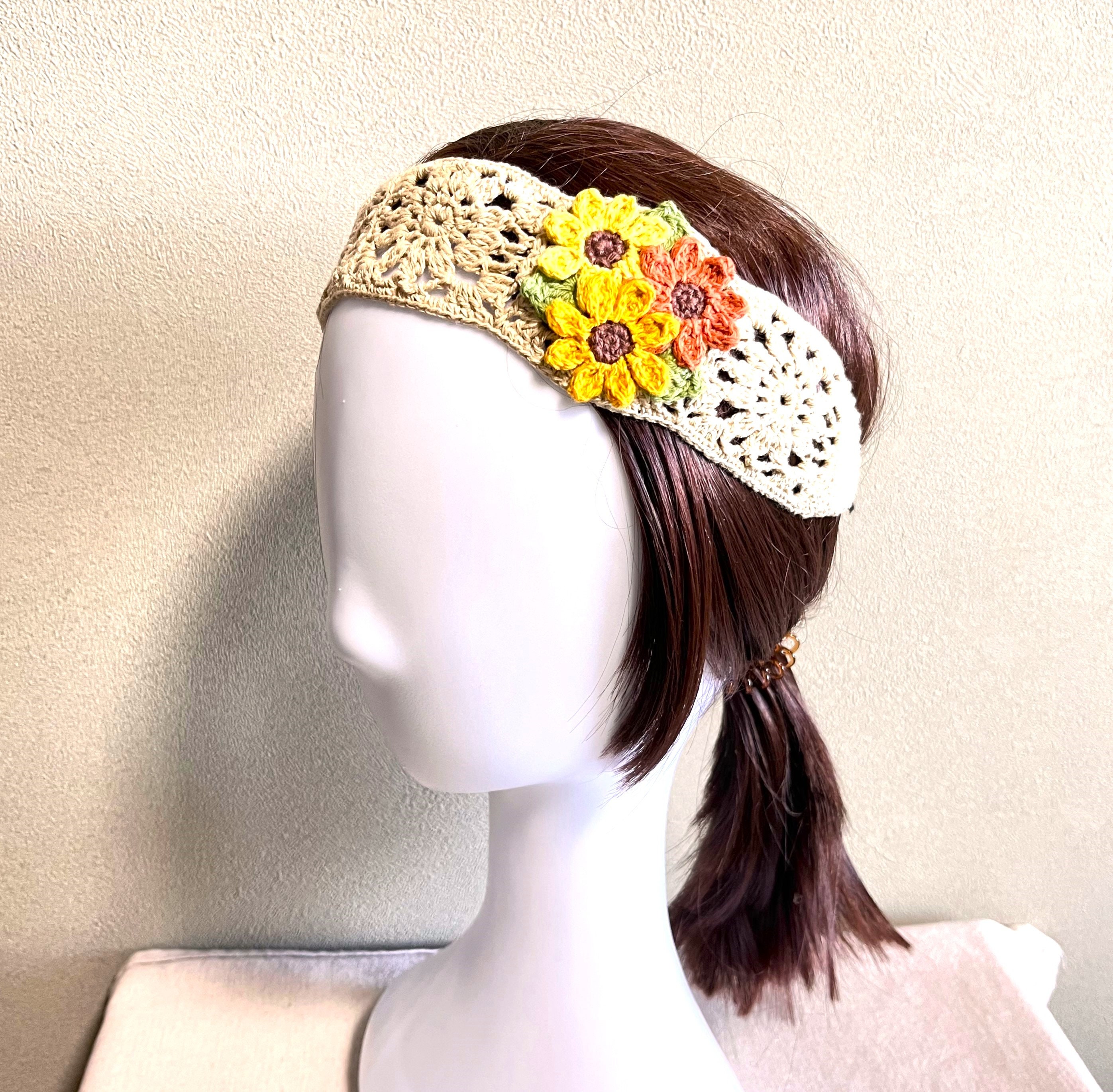 Bohemian Sunflower Crochet Headbands Women Girls Elastic Hairbands Vacation Shop Our Selection of Vintage Colorful Hawaiian Hair Bands main image 2