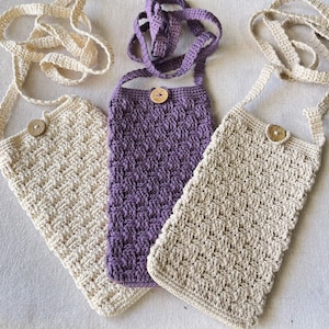 Cell Phone Bag   10 cm x 15.5  cm (4.0" x 6.10") ,  Phone Pouch, Cotton Phone Bag, Phone Holder, Crochet Phone bag, Cross Body Phone Purse