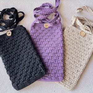 Cell Phone Bag  11 cm x 17.5 cm (4.3&quot; x 6.9&quot;),  Phone Pouch, Cotton Phone Bag, Phone Holder, Crochet Phone bag, Cross Body Phone Purse