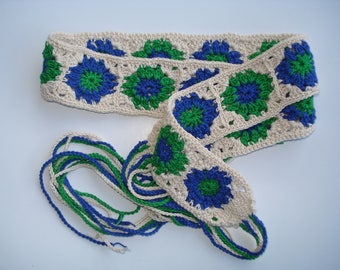 Hippie Crochet Belt, Boho Belt, Women's belt, Granny Square Cotton Belt, Hippie Belt, Mothers Day Gift, Boho Gift, Hippie Gift