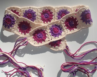 Women's Crochet Belt, Granny Square Cotton Belt, Hippie Belt, Boho Belt, Gift for Women, Boho Gift, Hippie Gift, Mothers Day Gift