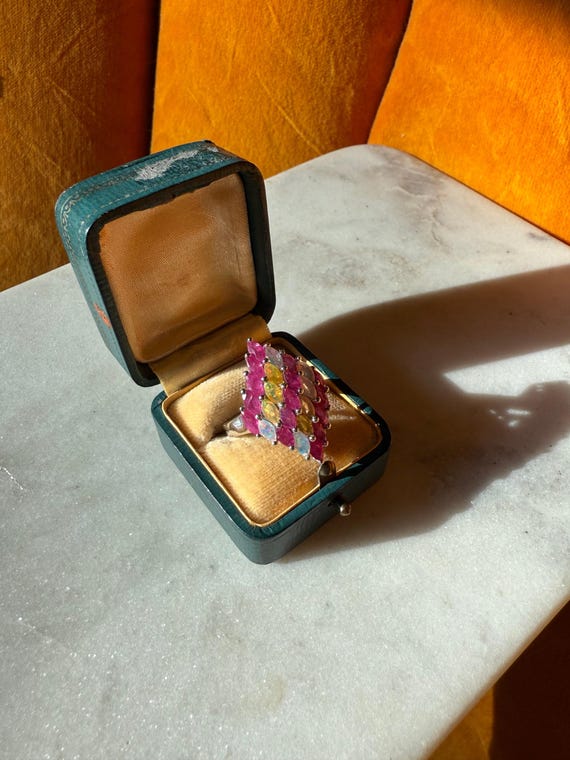 Ruby & Opal Sterling Silver Ring Size 6.25, Sterl… - image 2