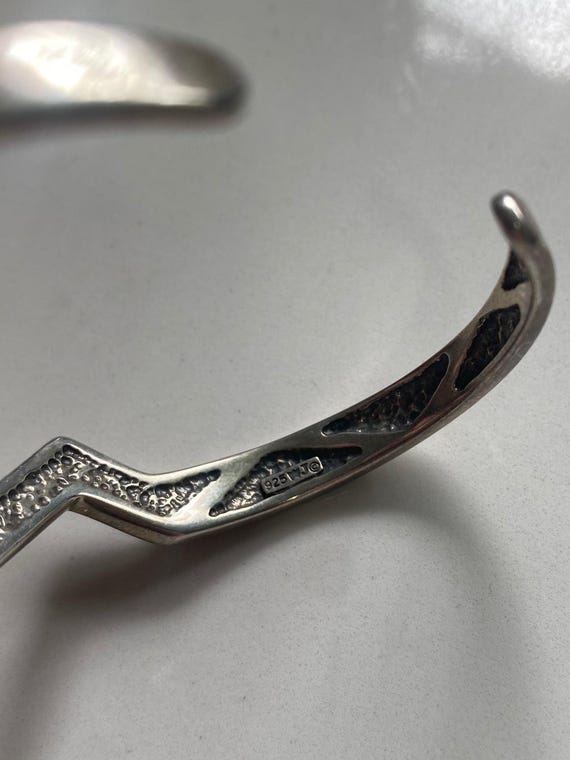 Chevron Multistone Inlay Solid Sterling Silver Cu… - image 4