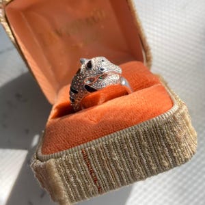 Bague panthère glacée en argent sterling, argent sterling .925, bijoux animaux, bague panthère, bague pour femme, bague Jaguar