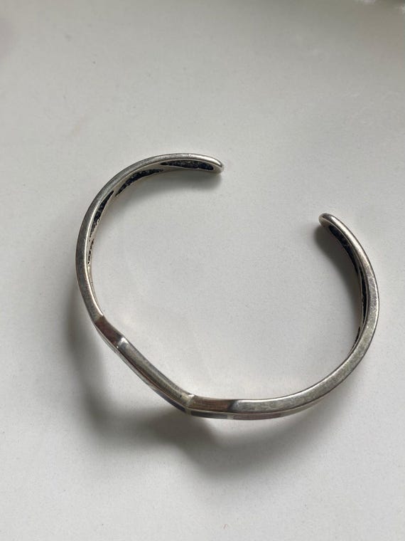 Chevron Multistone Inlay Solid Sterling Silver Cu… - image 5