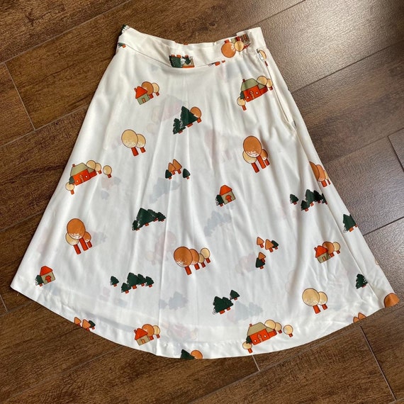 Vintage 1960s Tree House Novelty Print Mini Skirt