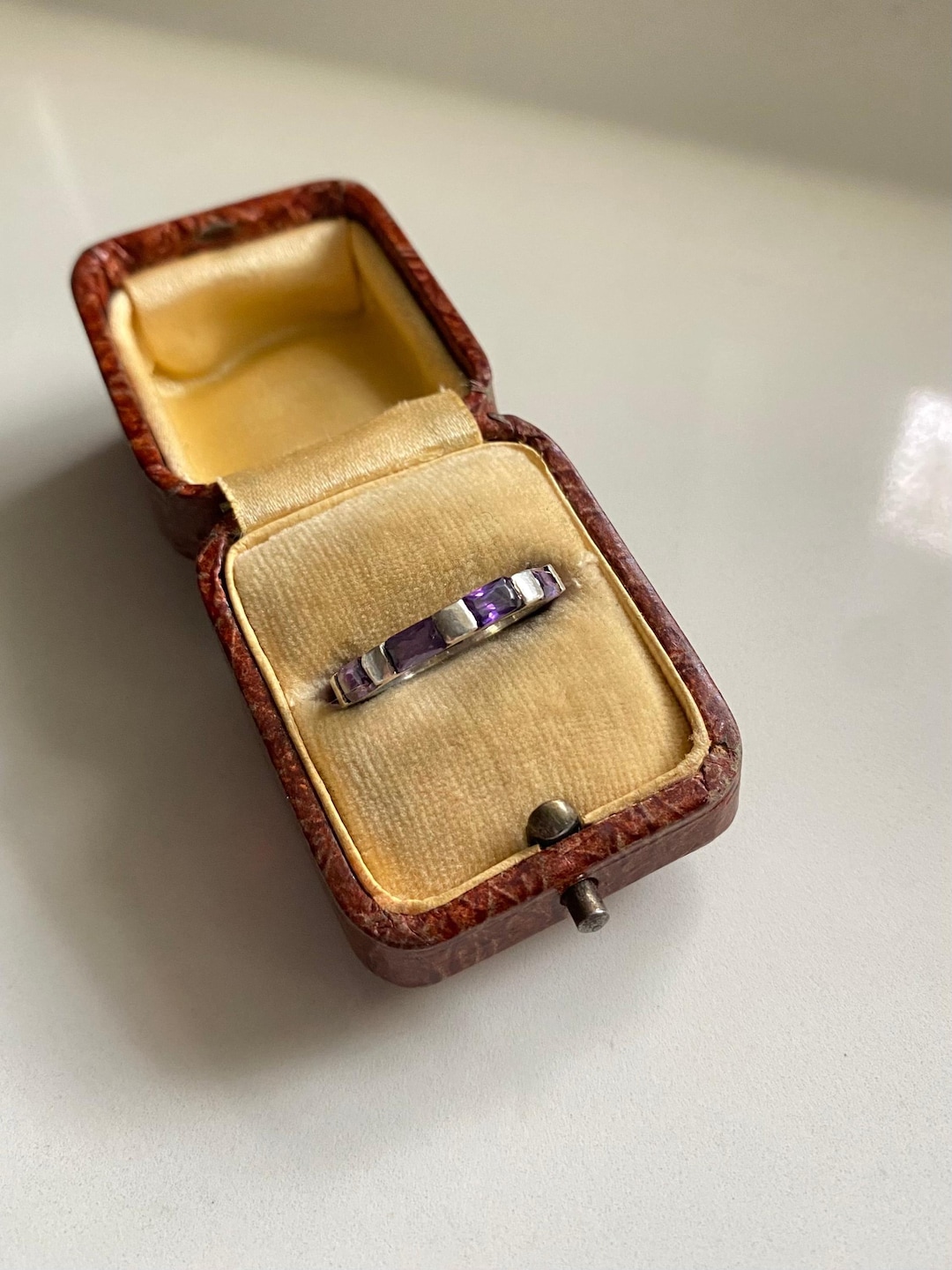 Amethyst Inlay Sterling Silver Ring Size 5.5, .925 Sterling Silver ...