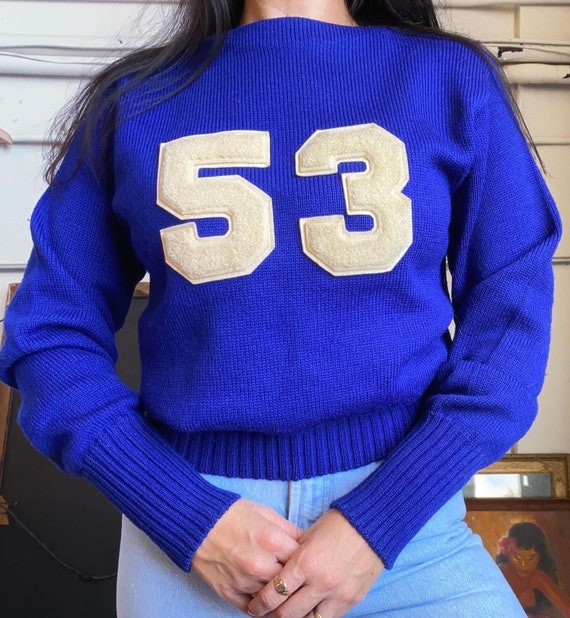 1950s Wool Knit Pullover Letterman Sweater Royal Blue, Vintage Letterman  Sweater, Preppy Style - Etsy