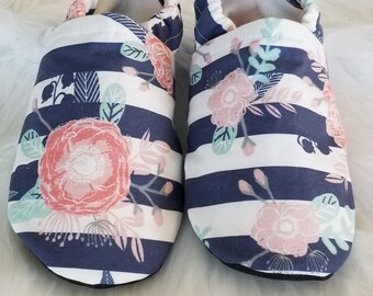 Floral Stripes Soft Sole Shoes