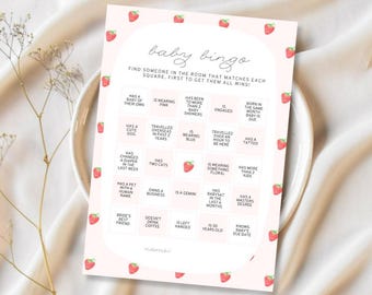 Berry Sweet Baby Shower Bingo Game: Editable Canva Template (Instant Download)