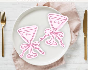 Afdrukbare Moederdagbrunch plaatskaarten, bewerkbare canvassjabloon, afdrukbare naamkaartjes direct downloaden, DIY Moederdag tabel instelling