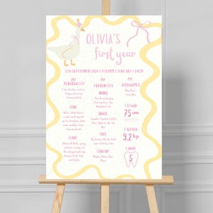 Pink Silly Goose 1st Birthday Milestone Poster: Canva Template (Digital Download)