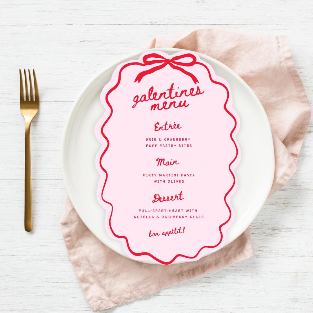 Wavy Ribbon Menu Card Printable, Digital Download, Editable Canva ...