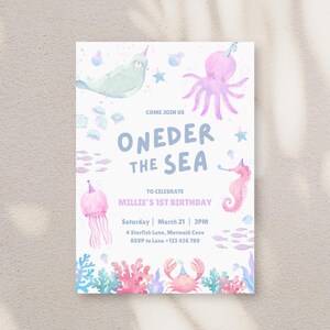 Under The Sea Birthday Invitation: Editable First Birthday Template (Digital Download)