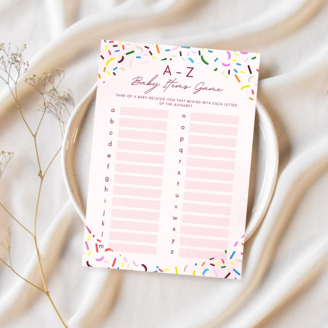 Editable A-Z Baby Sprinkle Game, DIY Editable Canva Template, Instant ...