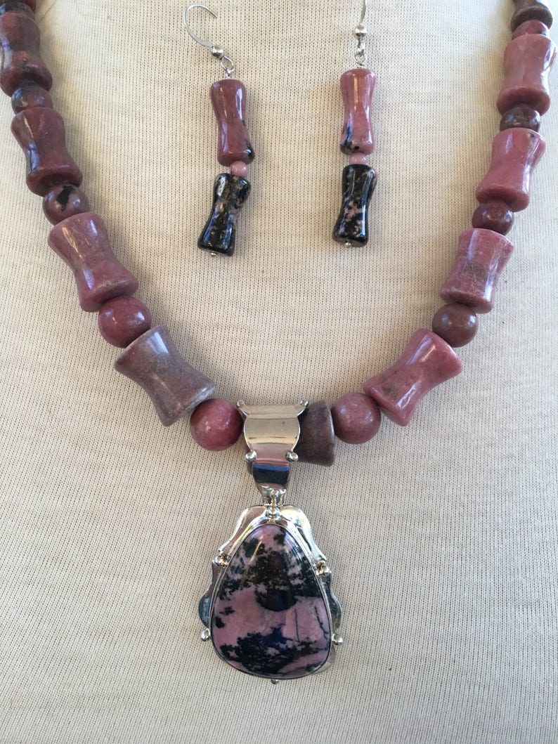 Vintage Dtr Desert Rose Trading JAY KING Set RHODONITE Pendant Etsy