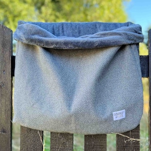 Pewter Grey Tweed Snuggle Sack for Dogs & Puppies, Luxury Sleeping Bag for Pets, Herringbone Tweed