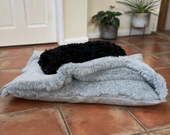 The Doggy Den Bed Luxury Cave Dog Bed, Personalised Dog Bed in Silver Grey Tweed