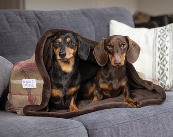 Heather Tartan Snuggle Sacks for Dogs Puppies, Luxury Sleeping