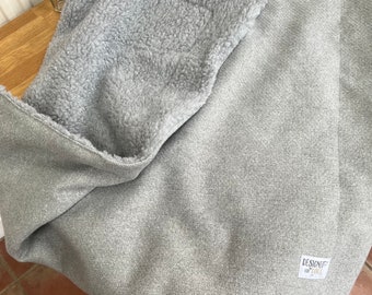 Dove Grey Tweed Personalised Cosy Dog Blanket, Light Grey Blanket