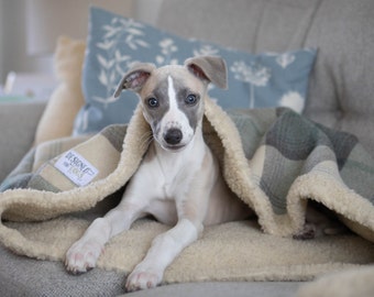 Farmhouse Tartan Dog Snuggle Sack: Faux Sheepskin Pet Sleeping Bag