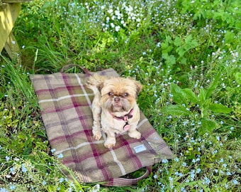Tapis de dressage pour chien Heather Tartan : panier de voyage rembourré pour chien