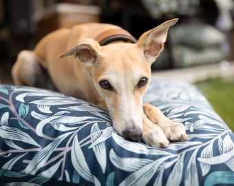 William Morris Pillow Dog Bed: Teal Blue Willow Bough