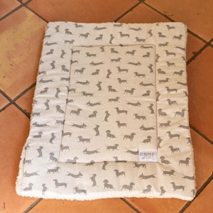 Dachshund Dog Print Cotton Dog Mat, Puppy Settle Mat, Dog Crate Bed