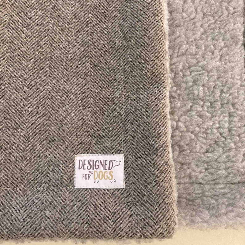 Pewter Grey Tweed Personalised Cosy Dog Blanket 