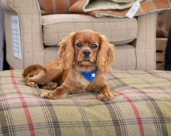 Green, Beige & Red Check Personalised Dog Blanket, Sofa Throw in Hunter Tartan