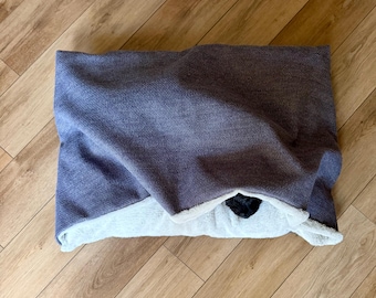 Personalised Dog Den Bed: Oxford Blue Tweed