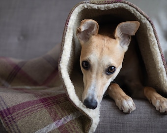 Heather Tartan Personalised Dog Blanket, Soft and Cosy Throw, Purple, Burgandy, Brown