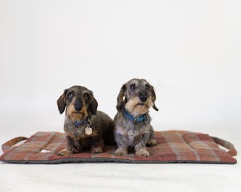 Tapis d'installation pour chien en tartan : lit de voyage aux épices chaudes, tapis de pique-nique