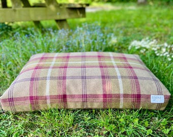 Heather Tartan Dog Mattress Bed, Orthopedic Memory Foam, Country Style