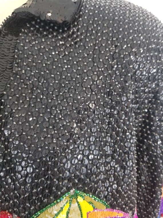 Vintage Sequin Bomber Jacket / Novelty Jacket / C… - image 9