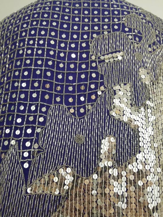 Vintage Sequin & Beaded Top/ Judith Ann/ Blue and… - image 9