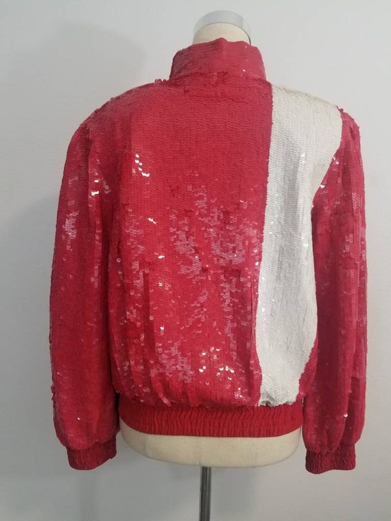 Vintage Sequin and Beaded Bomber Jacket / Nautica… - image 7